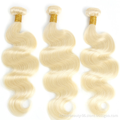 HC Hair 613 Blonde Bundles With Frontal Brazilian Human Hair Weave Body Wave 3 Bundles With 13x4 Lace Frontal Closure Remy Hair